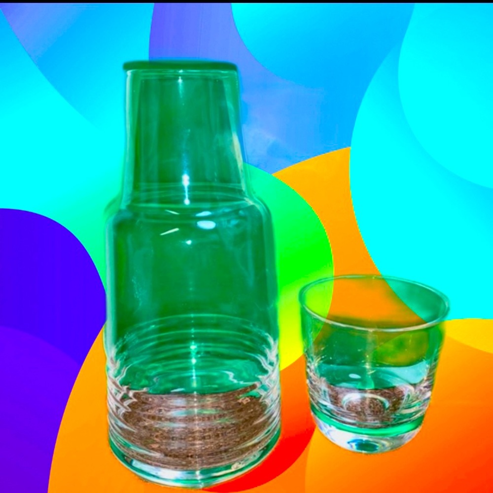 Bedside Water Carafe and Glass Set Nightstand Glass Carafe Crafted w precision